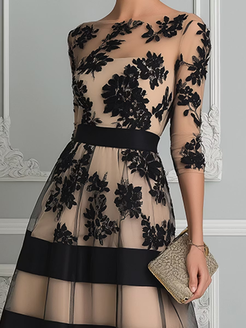 Beatrice Floral Lace Midi Dress