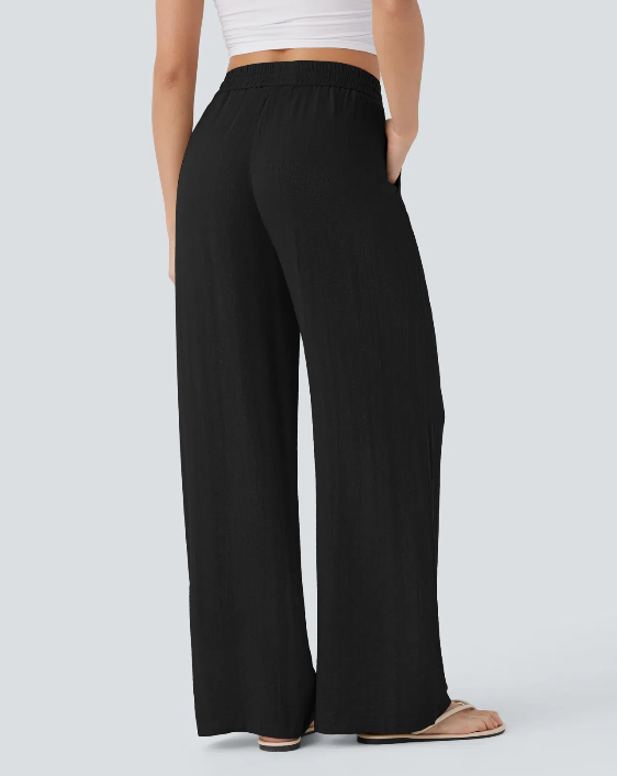 High-Waisted Linen Wide-Leg Trousers
