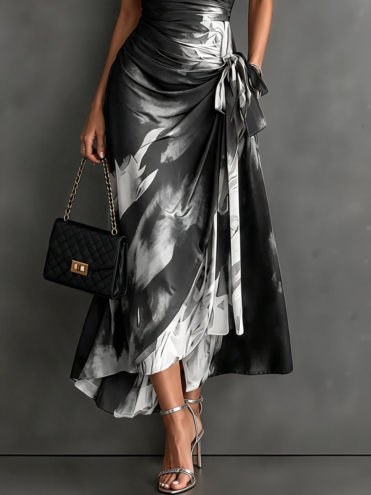 Rosalind Abstract Wrap Midi Dress