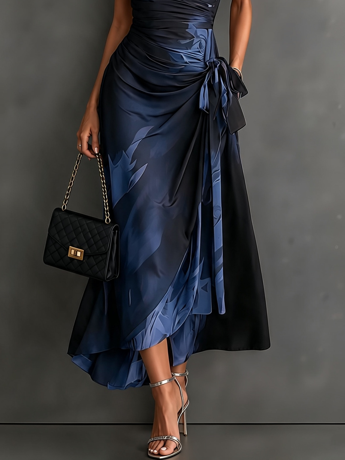 Rosalind Abstract Wrap Midi Dress
