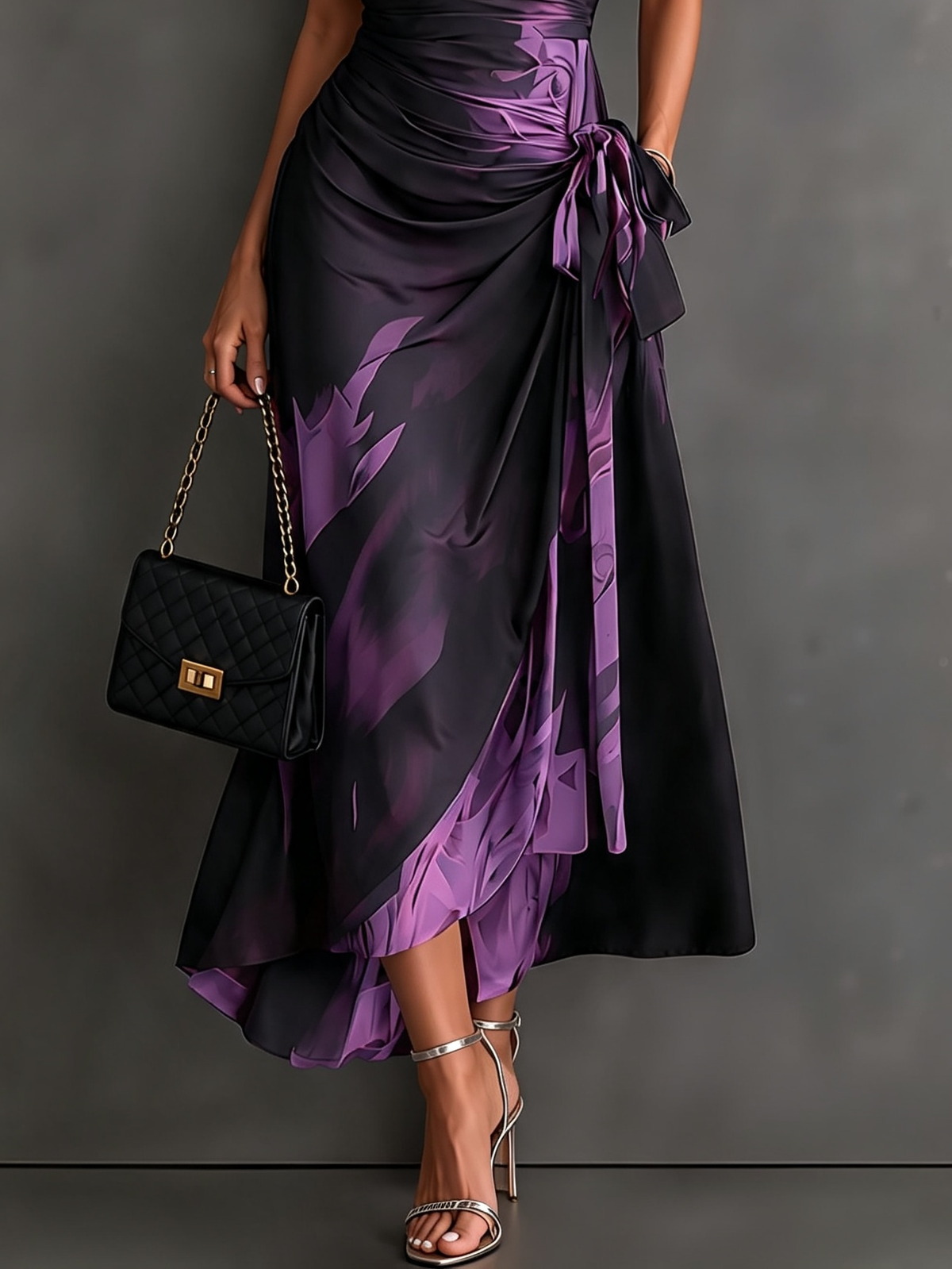 Rosalind Abstract Wrap Midi Dress