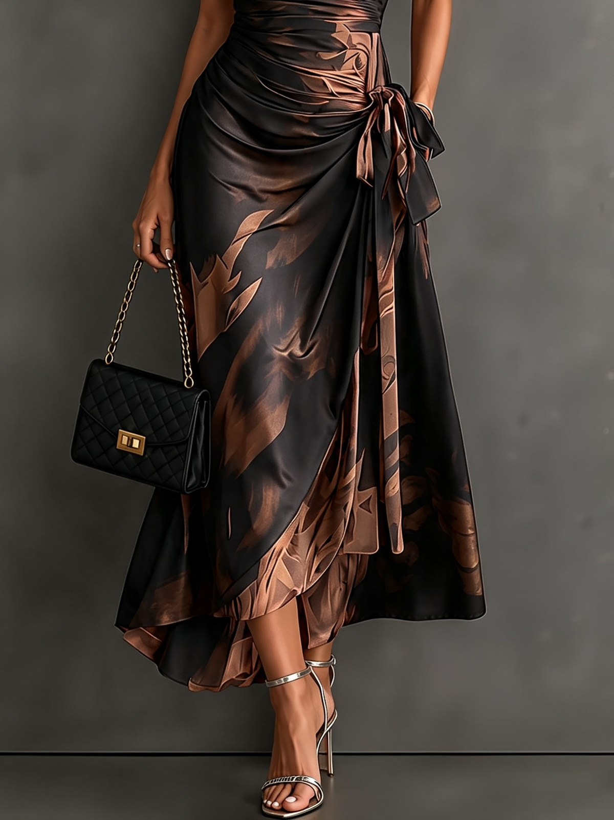 Rosalind Abstract Wrap Midi Dress