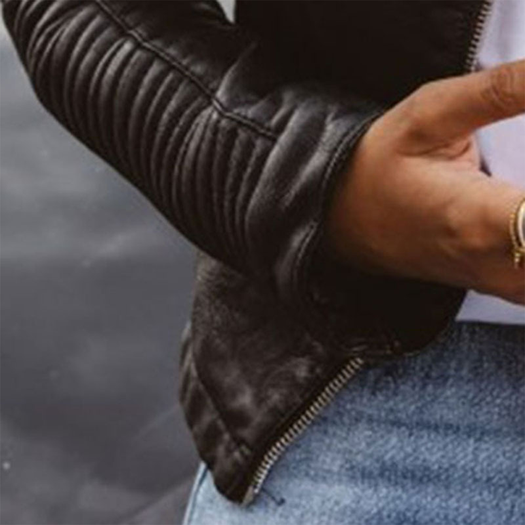 Octavia Zip-Detail Biker Jacket