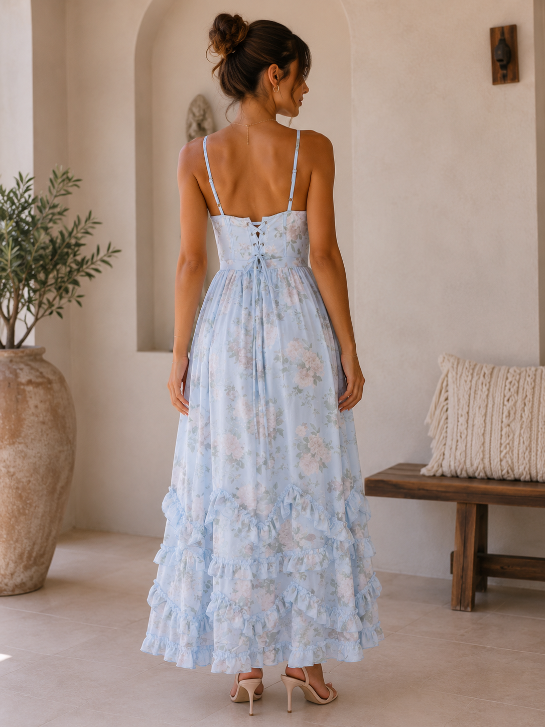 Viola Floral Ruffle Maxi Dress