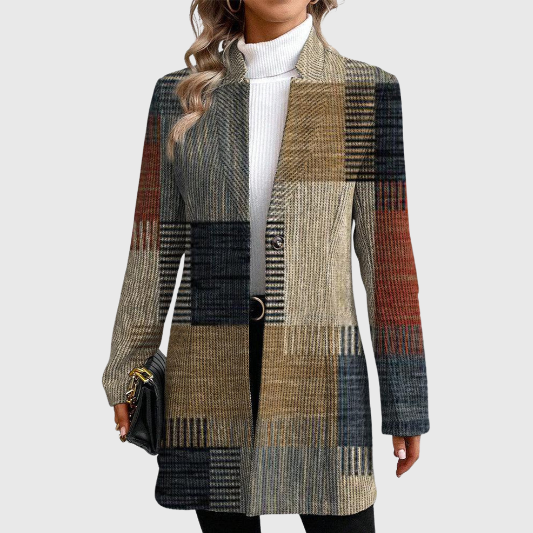 Prudence Patchwork-Check Longline Blazer