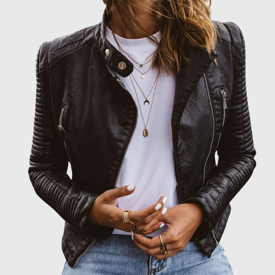 Octavia Zip-Detail Biker Jacket