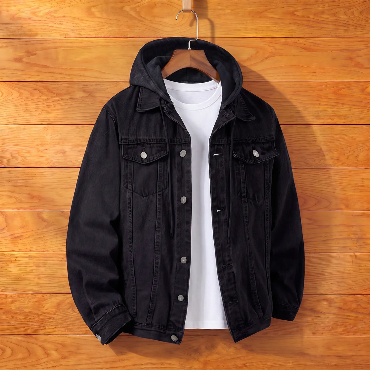 Cranford Detachable-Hood Denim Jacket