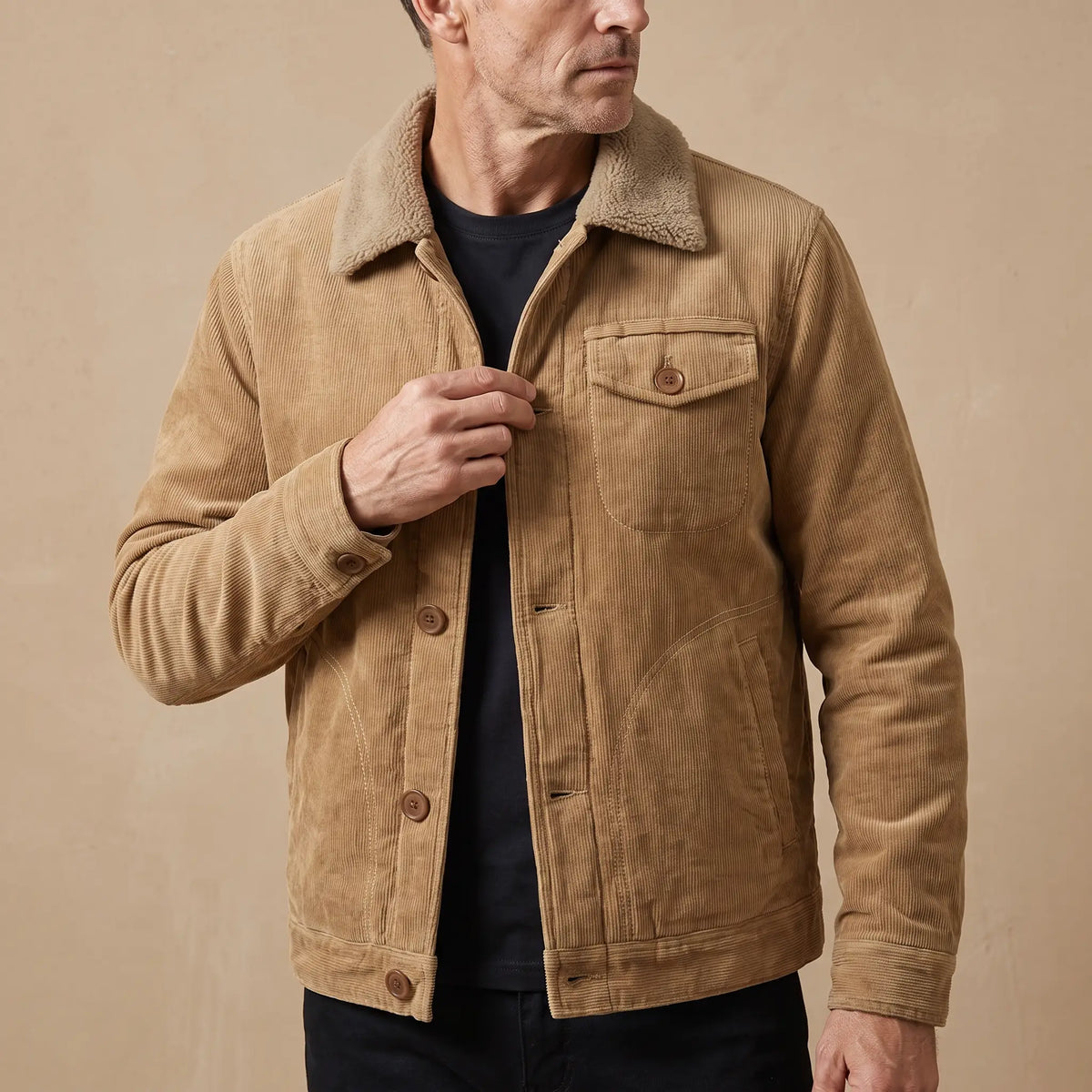 Bexley Fleece-Collar Trucker Jacket