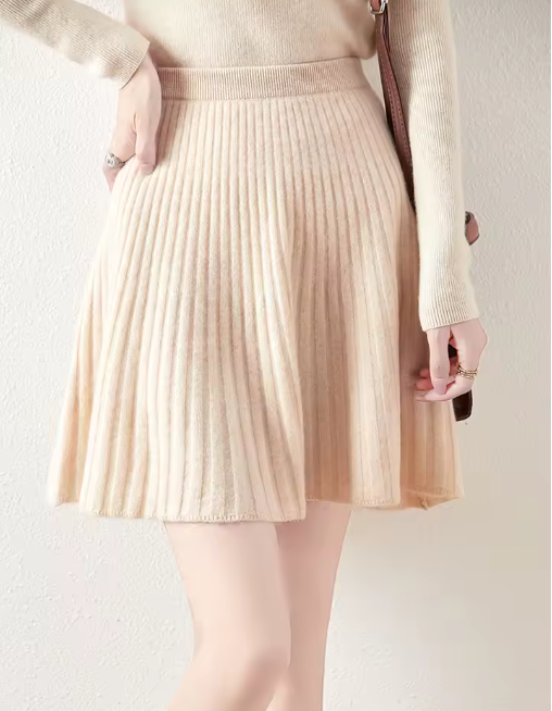 Ribbed Knit Flared Mini Skirt