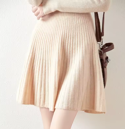 Ribbed Knit Flared Mini Skirt