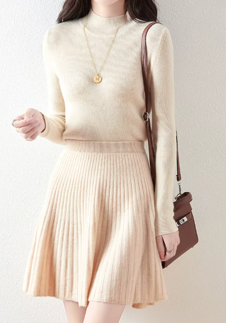 Ribbed Knit Flared Mini Skirt