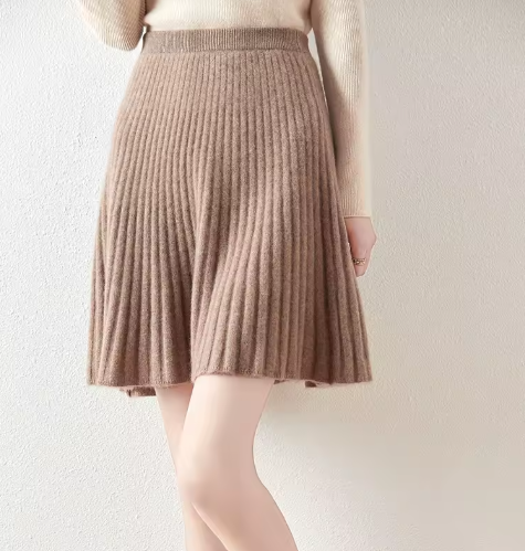 Ribbed Knit Flared Mini Skirt