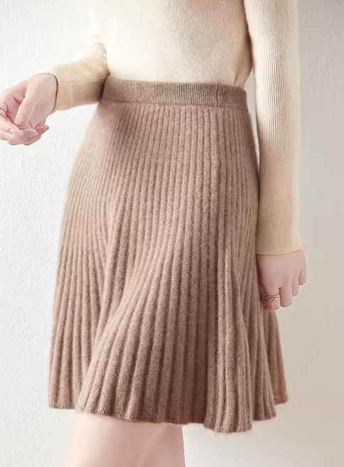 Ribbed Knit Flared Mini Skirt
