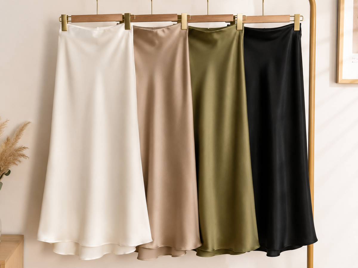 Elegance Satin-Finish Midi Skirt