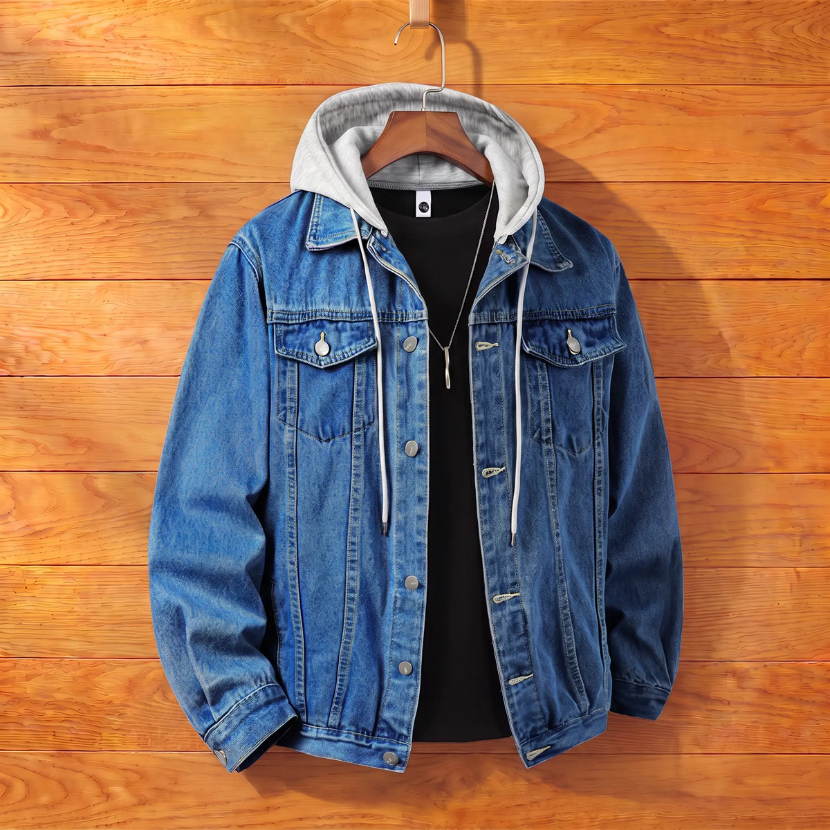 Cranford Detachable-Hood Denim Jacket