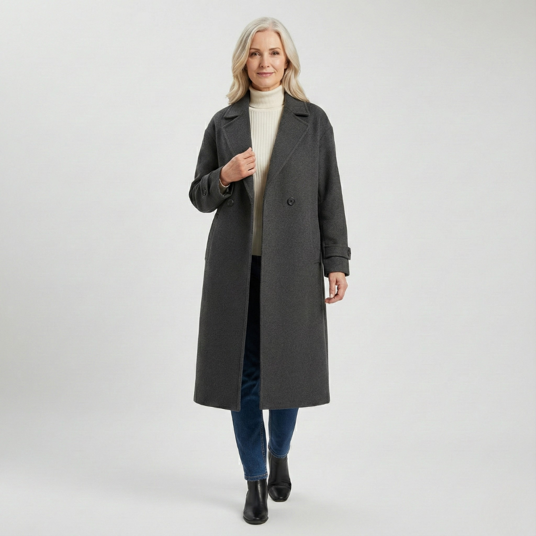 Evelina Longline Draped-Collar Coat