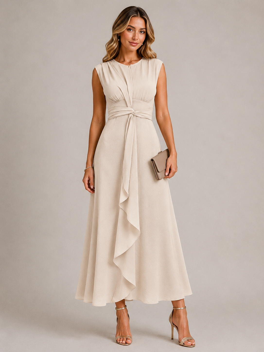 Timeless Draped Midi Dress