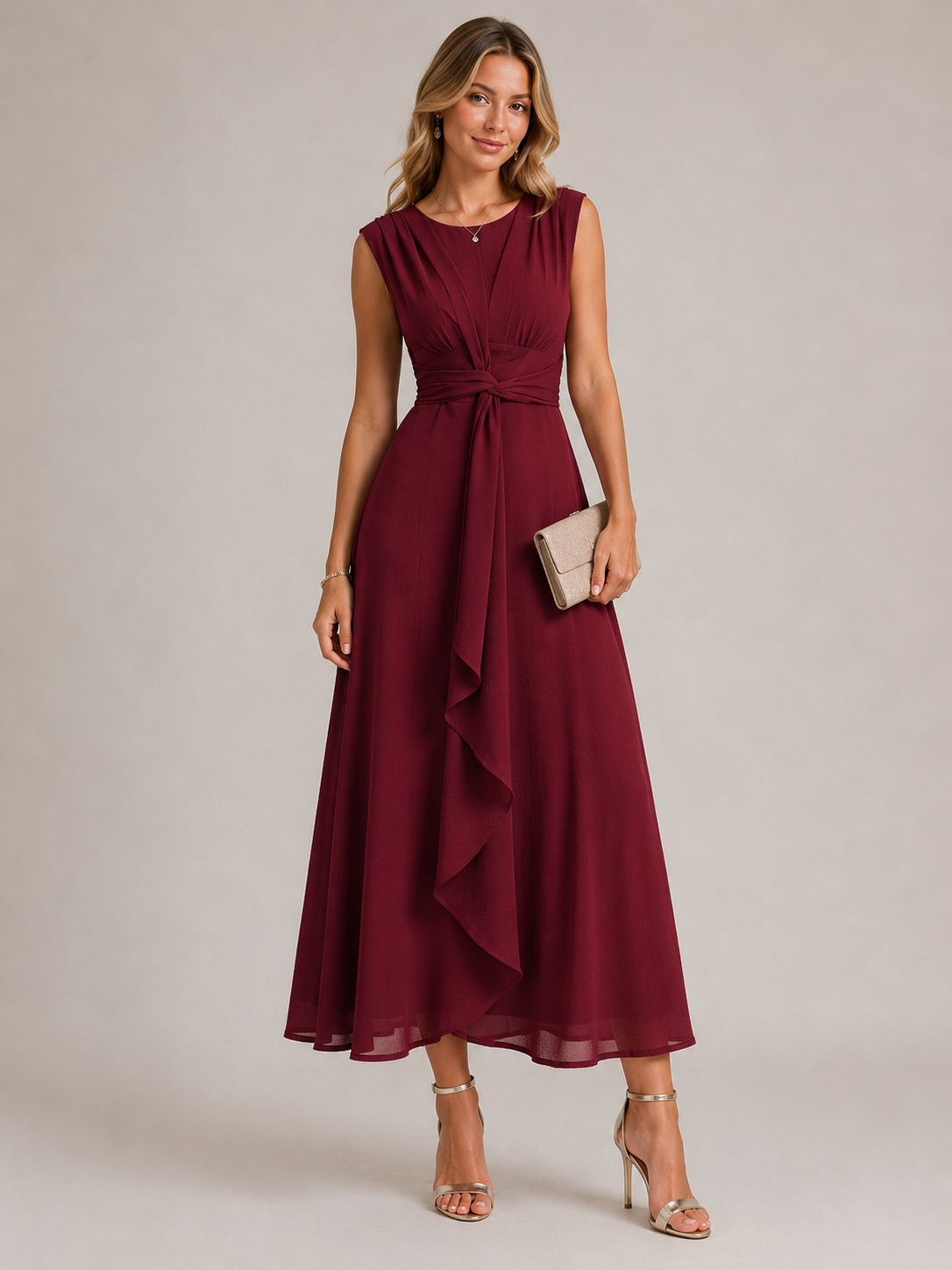 Timeless Draped Midi Dress