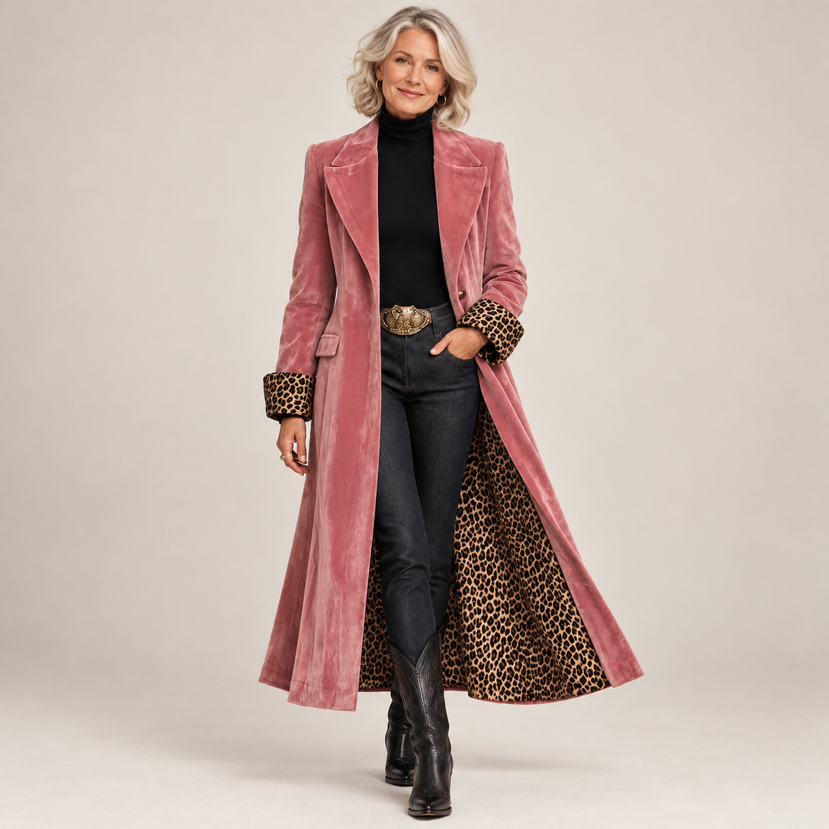 Marianne Velvet-Effect Longline Coat