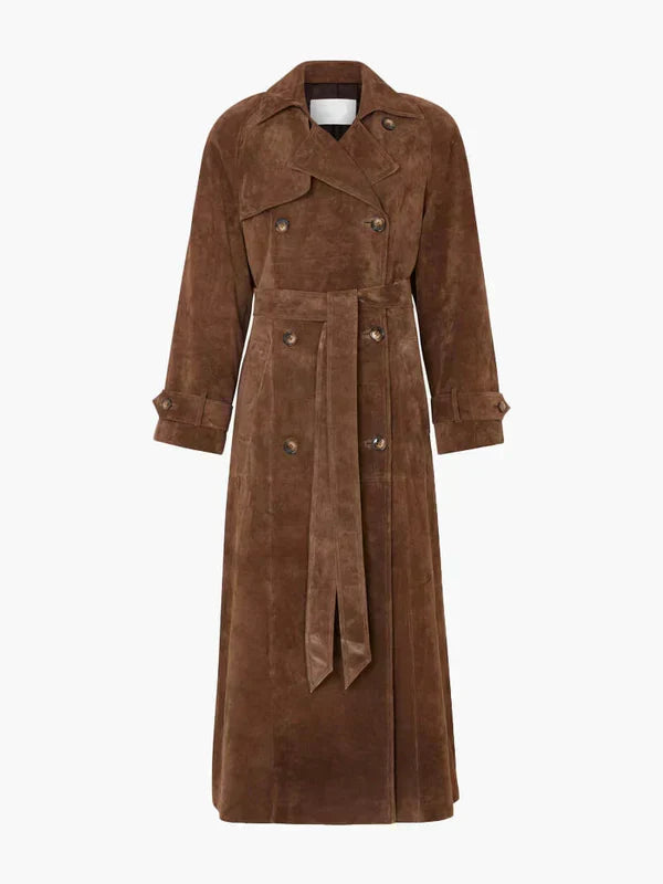 Daphne Suede-Effect Belted Trench Coat