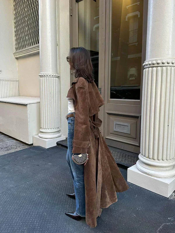 Daphne Suede-Effect Belted Trench Coat