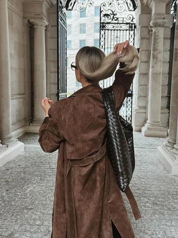 Daphne Suede-Effect Belted Trench Coat