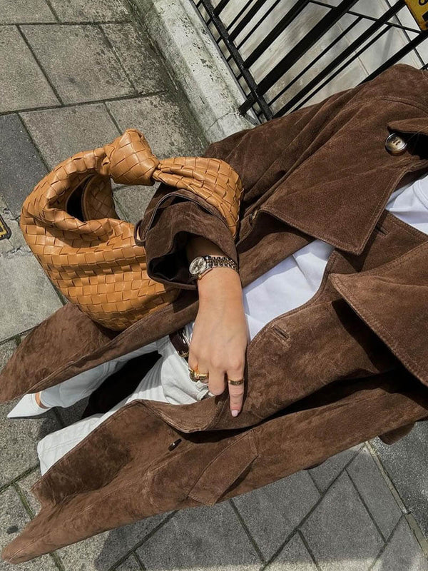 Daphne Suede-Effect Belted Trench Coat