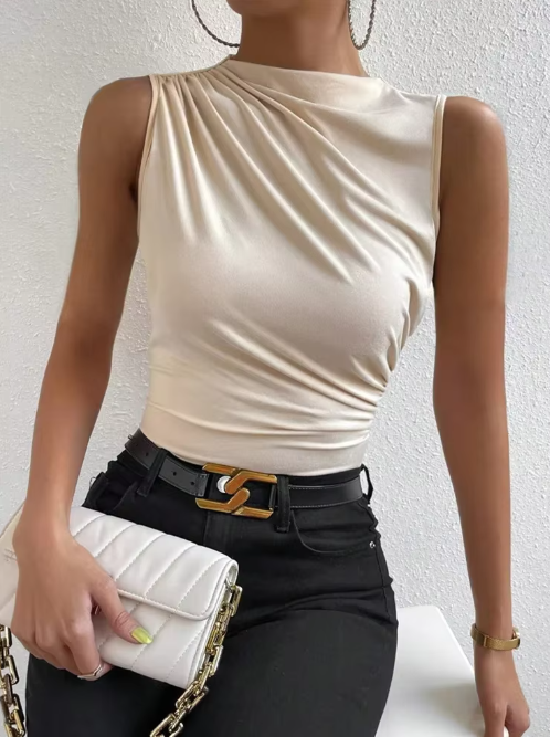 Elegance Draped High-Neck Top