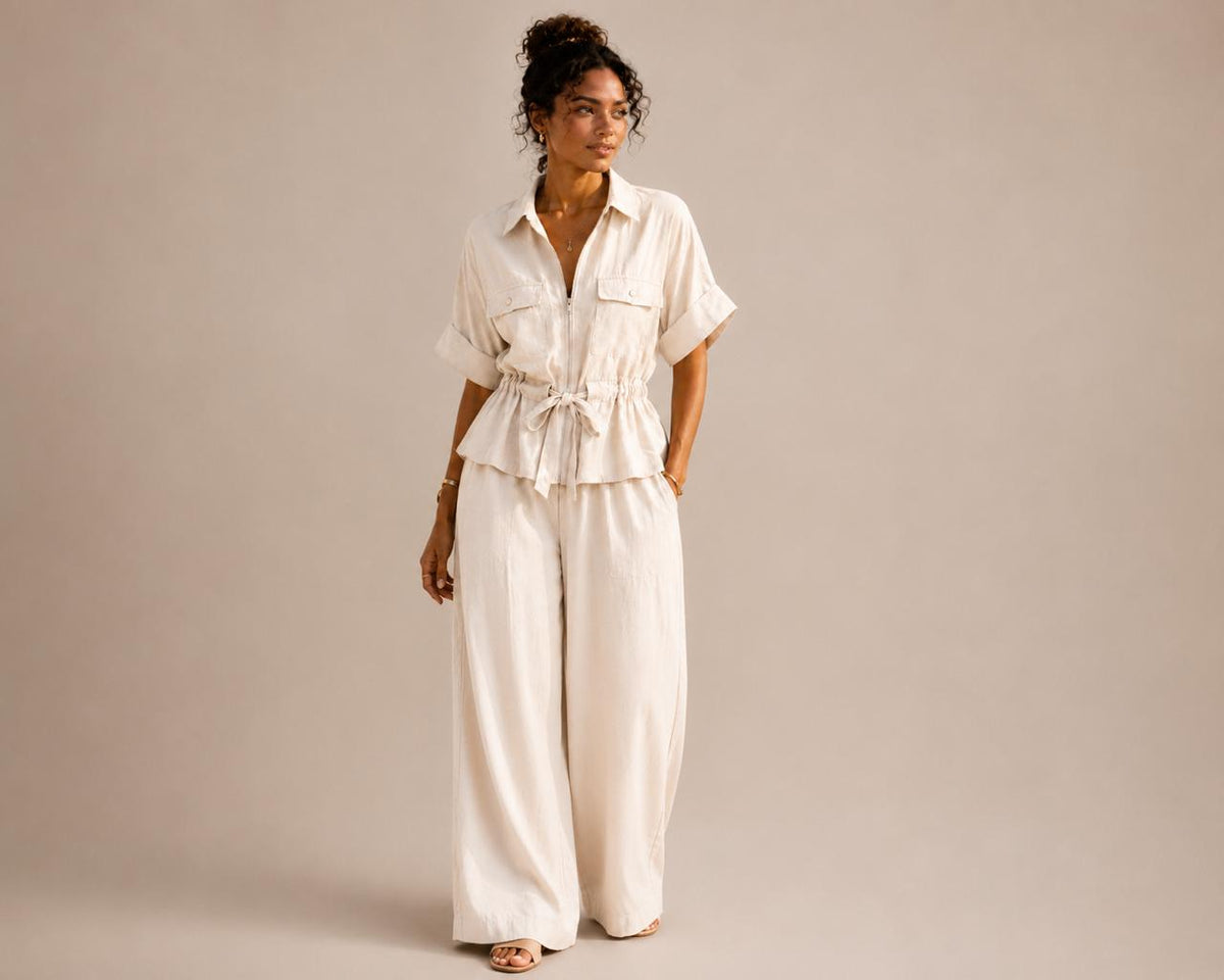 Capri Shirt & Wide-Leg Trouser Set