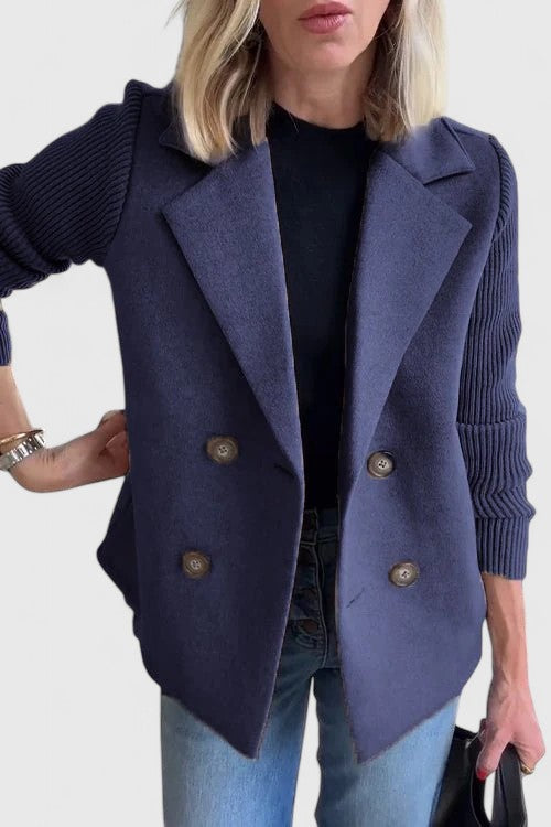 Penelope Contrast-Sleeve Blazer