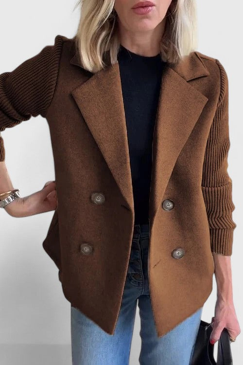 Penelope Contrast-Sleeve Blazer