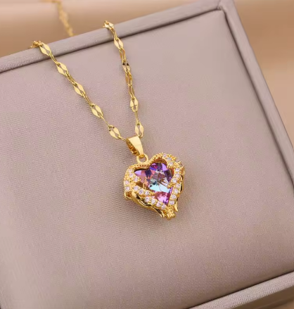 Ocean Crystal Heart Necklace