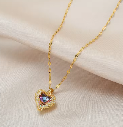 Ocean Crystal Heart Necklace