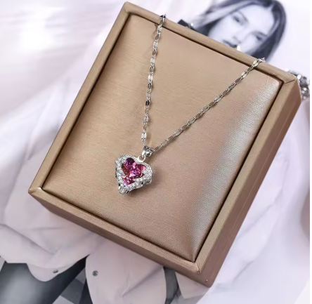 Ocean Crystal Heart Necklace