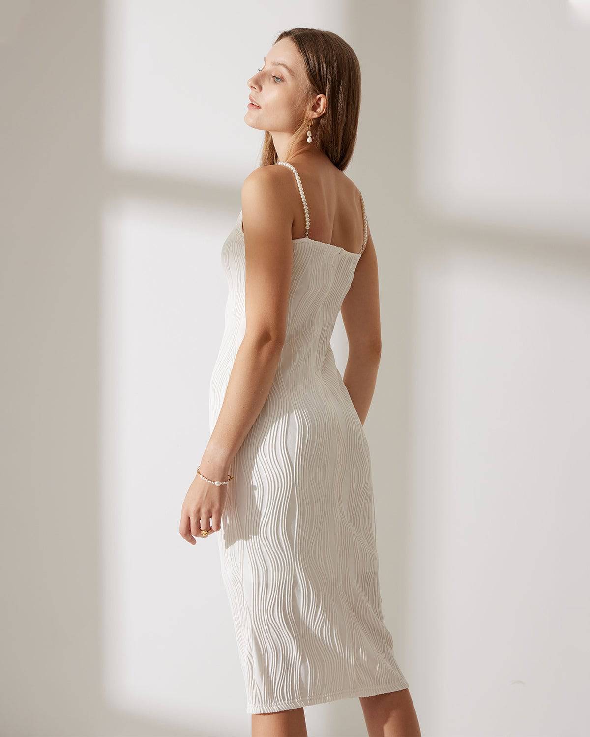 Marine Pearl-Detail Midi Dress