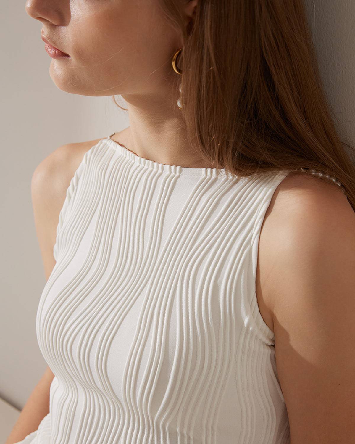 Marine Pearl-Detail Midi Dress