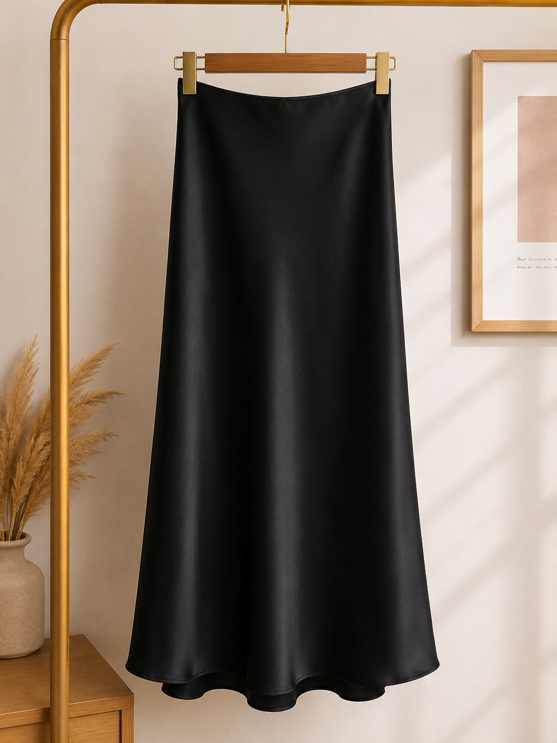 Elegance Satin-Finish Midi Skirt