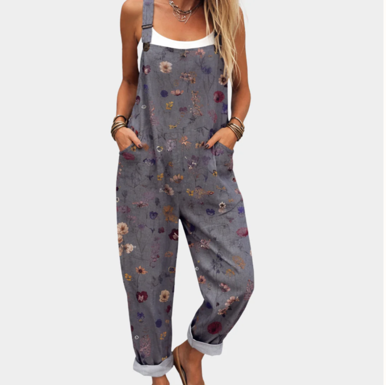 Grey Moon Floral Jumpsuit