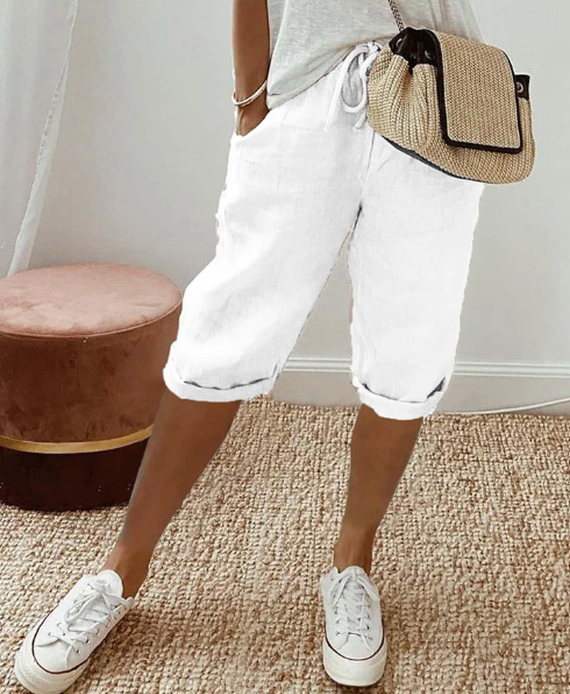 Alina Drawstring Capri Trousers