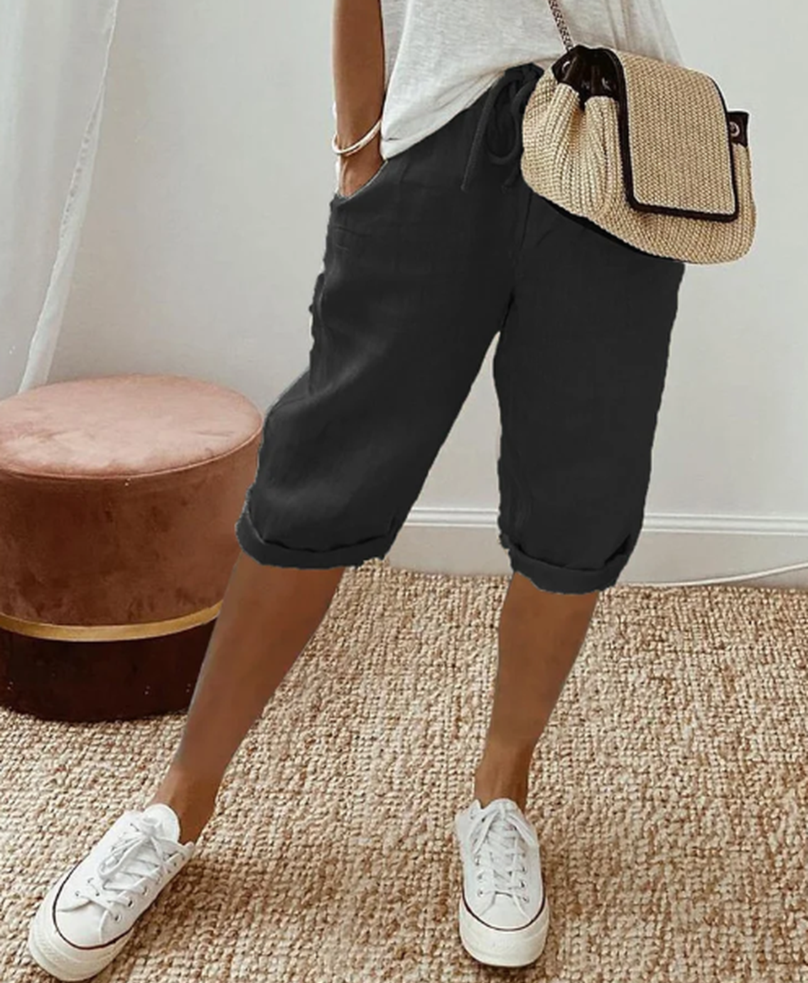 Alina Drawstring Capri Trousers