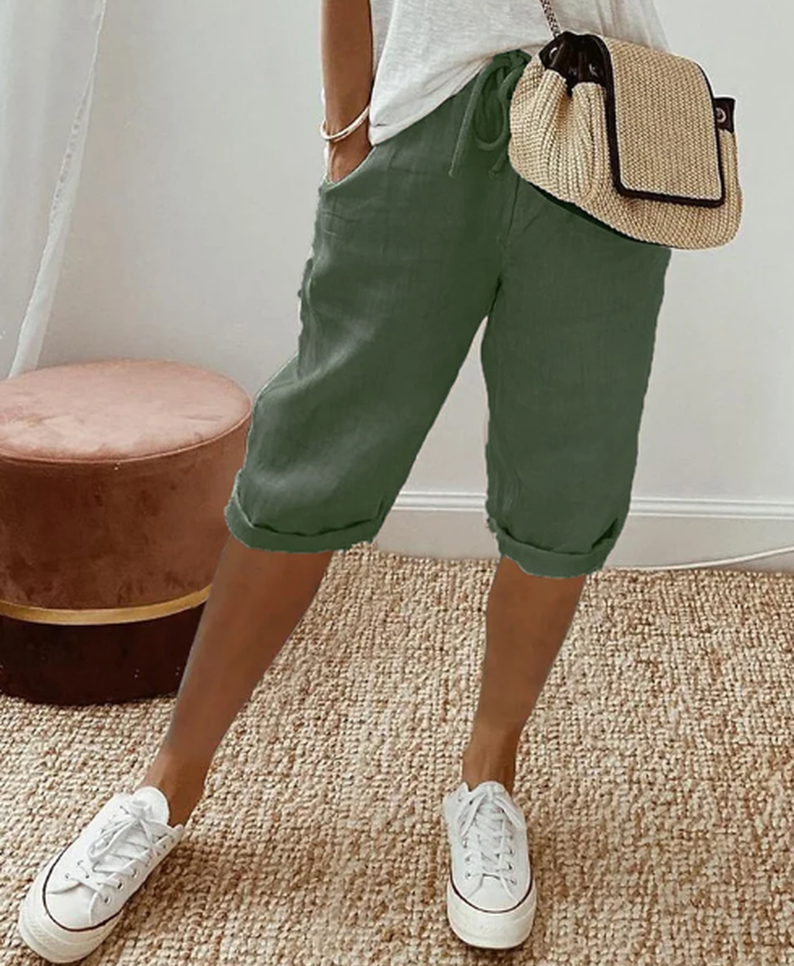 Alina Drawstring Capri Trousers